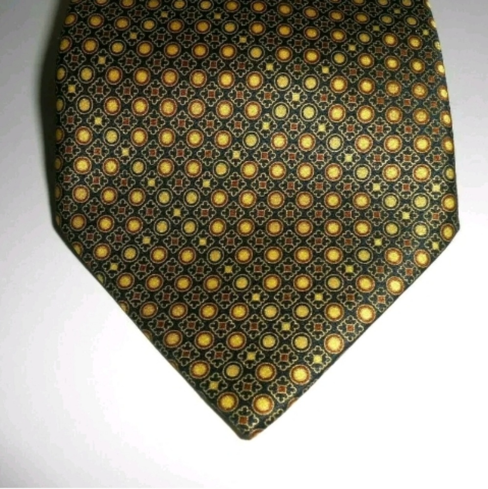 Brioni Gold Plate Yellow Silk Geometric Tie